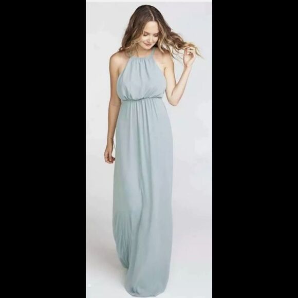Show Me Your MuMu Wedding NWOT Amanda Maxi Dress in "Silver Sage Crisp" MEDIUM - Picture 1 of 11
